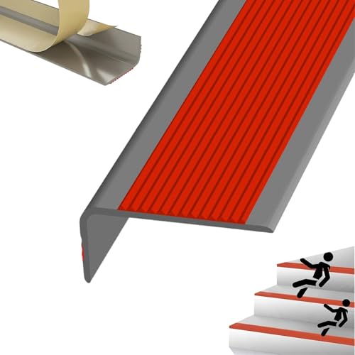 Selbstreckende Treppenstufen, Selbstklebende, wasserdichte Treppenkanten for Innen- und Außentreppen, mehrfarbig, mehrere Größen(Grayish Red,2.3m/90.5in) von LYVQZPWLR