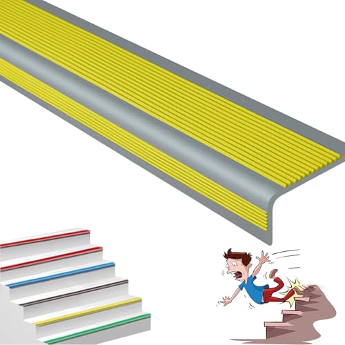 Selbstreckende Treppenstufen, Selbstklebende Treppenkantenkante aus PVC, L-Form, for Innen- und Außentreppen, mehrfarbig, mehrere Größen(Grayish Yellow,2.1m/82.7in) von LYVQZPWLR