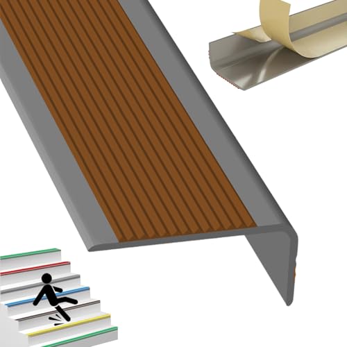 Selbstreckende Treppenstufen, Selbstklebende Treppenkantenleiste for Innen- und Außentreppen, mehrfarbig, 1–3 m(Grayish Brown,2.1m/82.7in) von LYVQZPWLR