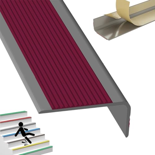 Selbstreckende Treppenstufen, Selbstklebende Treppenkantenleiste for Innen- und Außentreppen, mehrfarbig, 1–3 m(Grayish Brown Red,2.2m/86.6in) von LYVQZPWLR