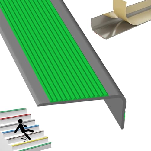 Selbstreckende Treppenstufen, Selbstklebende Treppenkantenleiste for Innen- und Außentreppen, mehrfarbig, 1–3 m(Grayish Green,1.2m/47.2in) von LYVQZPWLR