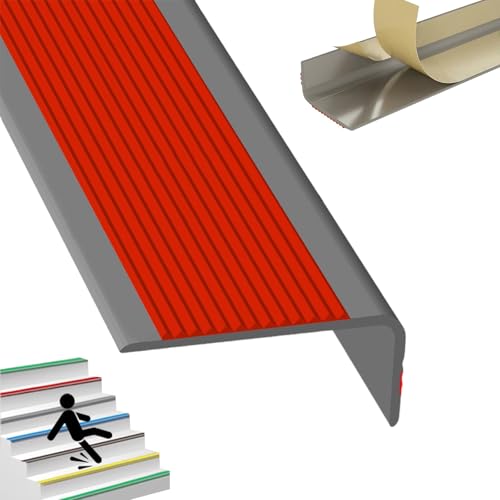 Selbstreckende Treppenstufen, Selbstklebende Treppenkantenleiste for Innen- und Außentreppen, mehrfarbig, 1–3 m(Grayish Red,2.1m/82.7in) von LYVQZPWLR