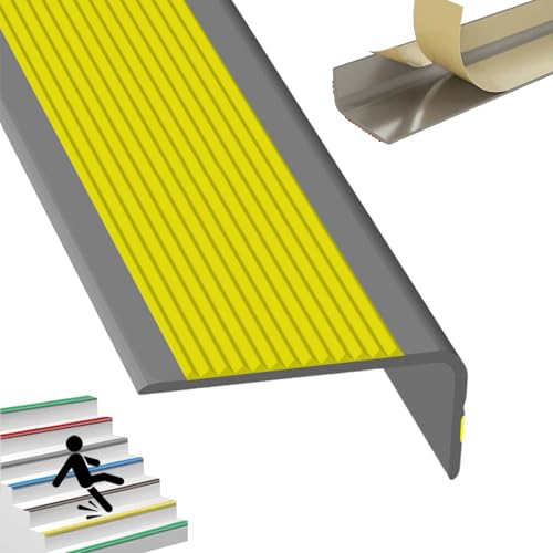 Selbstreckende Treppenstufen, Selbstklebende Treppenkantenleiste for Innen- und Außentreppen, mehrfarbig, 1–3 m(Grayish Yellow,2.3m/90.5in) von LYVQZPWLR