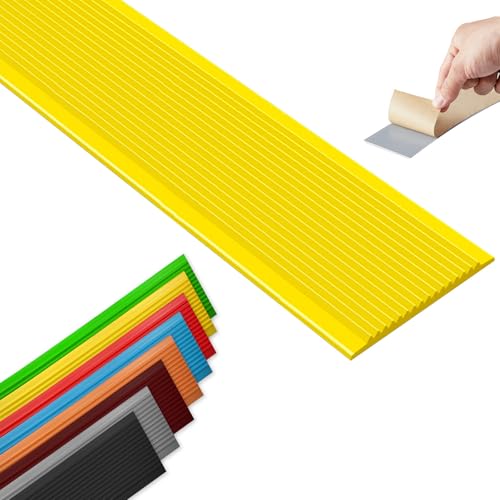 Selbstreckende Treppenstufen, Selbstklebende Treppenkantenverkleidung aus PVC, mehrfarbig, 1 m bis 3 m, for Treppen im Innen- und Außenbereich(Giallo,1.4m/55.1in) von LYVQZPWLR
