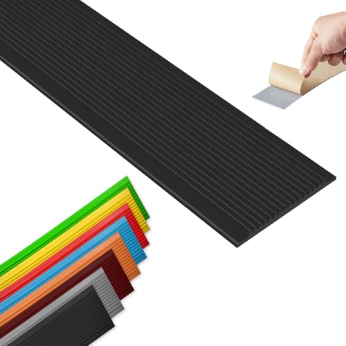 Selbstreckende Treppenstufen, Selbstklebende Treppenkantenverkleidung aus PVC, mehrfarbig, 1 m bis 3 m, for Treppen im Innen- und Außenbereich(Noir,3m/118in) von LYVQZPWLR