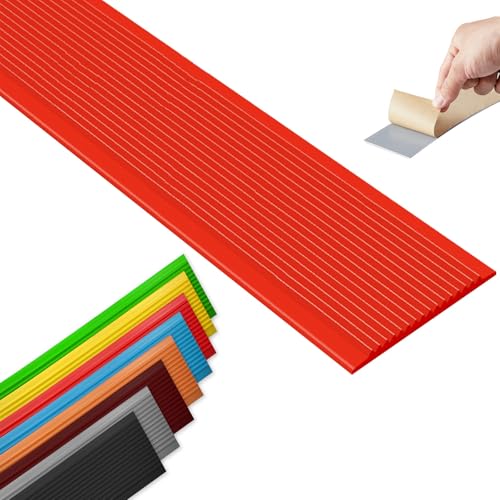 Selbstreckende Treppenstufen, Selbstklebende Treppenkantenverkleidung aus PVC, mehrfarbig, 1 m bis 3 m, for Treppen im Innen- und Außenbereich(Rosso,1.1m/43.3in) von LYVQZPWLR
