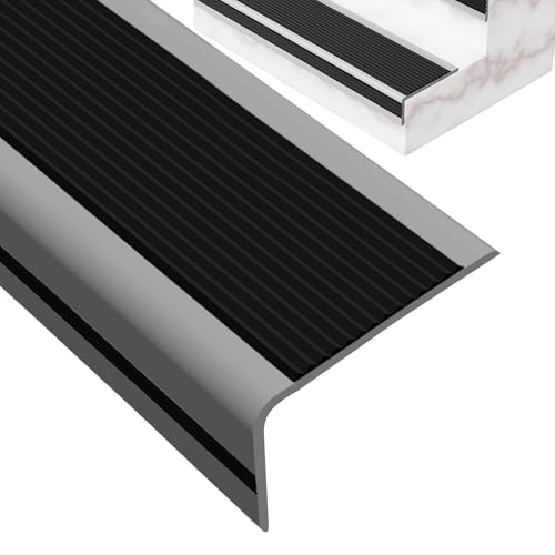 Selbstreckende Treppenstufen, Vinyl-Treppenkantenprofil, selbstklebend, Grau-Schwarz, mehrere Größen(Width 10cm Gray-black,1m/39.4in) von LYVQZPWLR