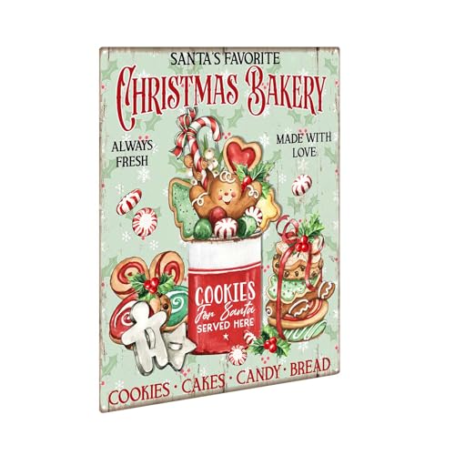Lebkuchen-Weihnachtsdekoration, Retro-Weihnachts-Küchendekoration, Vintage-Bäckerei-Schild für Zuhause, Wohnzimmer, Geschenke, 20,3 x 30,5 cm Blechschild Lebkuchen-Weihnachtsdekoration, Retro-Weihnachts-Küchendekoration, Vintage-Bäckerei-Schild für Zuhause, Wohnzimmer, Geschenke, 20,3 x 30,5 cm Blechschild von LYXDS
