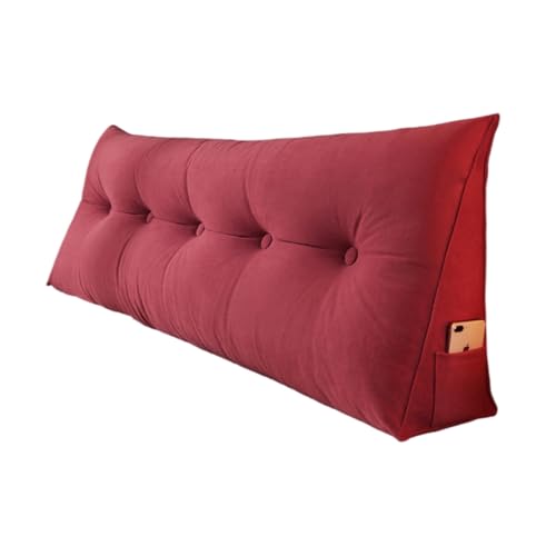 LYXFLHAN Doppelkeil-Kissen-Kopfteil für Studentenwohnheim, weicher Schnee, Chenille-Stoff, dreieckige Rückenlehne für Bett, bequeme Unterstützung (rote Bohnenpaste (Wildlederimitat), 180,3 x 50 x 20 von LYXFLHAN