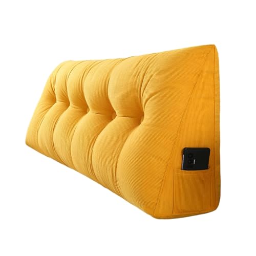 LYXFLHAN Doppelkeil-Kopfteil für Studentenwohnheim, weicher Schnee, Chenille-Stoff, dreieckige Rückenlehne für Bett, bequeme Unterstützung, Gelb (Cord), 60 x 50 x 20 cm von LYXFLHAN