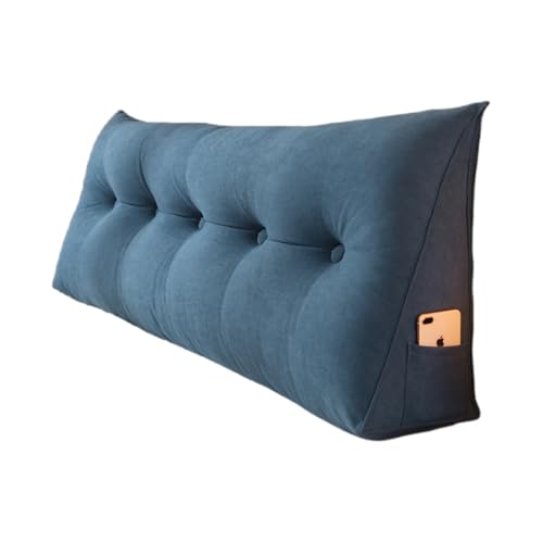 LYXFLHAN Doppelkeil-Kopfteil für Studentenwohnheim, weicher Schnee, Chenille-Stoff, dreieckige Rückenlehne für Bett, bequeme Unterstützung (Interstellar Blau (Wildlederimitat), 180,3 x 50 x 20 cm) von LYXFLHAN