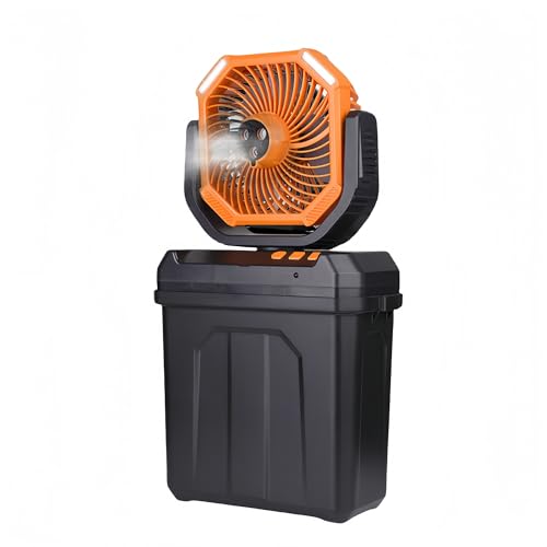 LYXFLHAN Tragbarer Nebelventilator mit Wasserspray, wiederaufladbarer Kühlventilator, kabellos, mit LED-Licht, Fernbedienung, automatische Oszillation, Timer, USB-Ausgang, Typ-C-Aufladung, Camping LYXFLHAN Tragbarer Nebelventilator mit Wasserspray, wiederaufladbarer Kühlventilator, kabellos, mit LED-Licht, Fernbedienung, automatische Oszillation, Timer, USB-Ausgang, Typ-C-Aufladung, Camping von LYXFLHAN