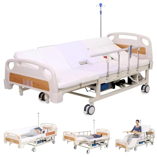 Vollelektrisches Krankenpflegebett mit seitlicher Neigung, Krankenhausbett mit 10-in-1-Funktion, Matratze, Geländer, Fernbedienung, bis zu 210 x 96 x 55 cm (530 lbs) von LYXFYPi