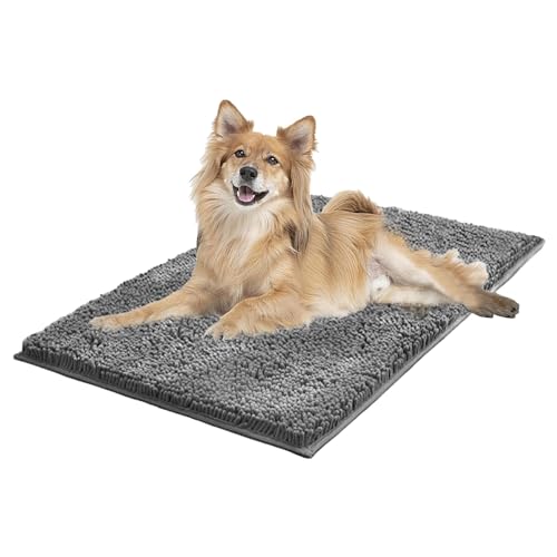 LYXLBX Clean mat, Premium cleany mat Hund 60 x 90 cm,Schmutzfangmatte Hunde,wasserdicht Teppich für Hund,Fußmatte Innen waschbar,für Eingang,Haustür & Flur,Dunkelgrau-90 x 120 cm von LYXLBX