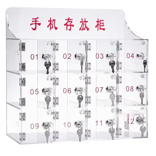 LYXWGRZD Handy-Schließfach mit Türschlössern und Schlüsseln, Durchsichtiger Acryl-Telefon-Gefängnis-Aufbewahrungsschrank Zur Wandmontage für Das Schulfabrikbüro(30slots) von LYXWGRZD