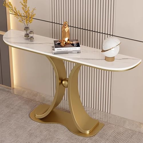 LYXWGRZD Konsolentisch, schmaler Sofatisch, Eingangstisch mit gebogenen Metallrahmen, hinter dem Couchtisch for Wohnzimmer, Eingang, einfache Montage, Akzenttisch, Flurtisch, Foyertisch(Gold D,120cm/4 LYXWGRZD Konsolentisch, schmaler Sofatisch, Eingangstisch mit gebogenen Metallrahmen, hinter dem Couchtisch for Wohnzimmer, Eingang, einfache Montage, Akzenttisch, Flurtisch, Foyertisch(Gold D,120cm/4 von LYXWGRZD