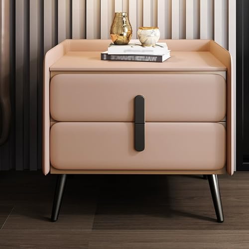 LYXWGRZD Nachttisch aus Holz, Beistelltisch mit Erhöhtem Rand, Nachttisch mit PU-Finish, 2 Schubladen, für Schlafzimmer/Wohnzimmer/Sofa-Beistelltisch(Lotus pink A,35cm/13.7") von LYXWGRZD
