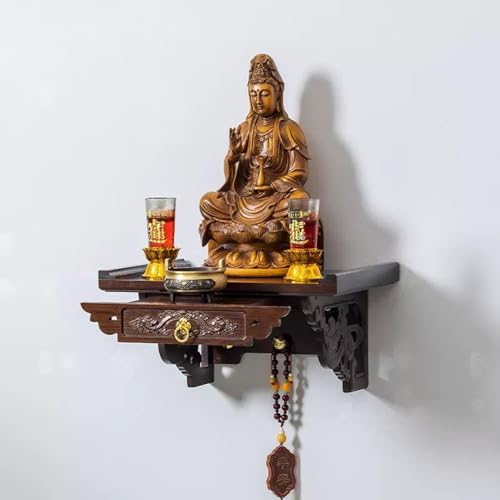 LYXWGRZD Wandhalterung für Buddha-Statue, Buddha-Altarschrank mit Teleskop-Zugplatte, Statuen-Vitrine für Kleine Räume(50cm/19.6'') von LYXWGRZD