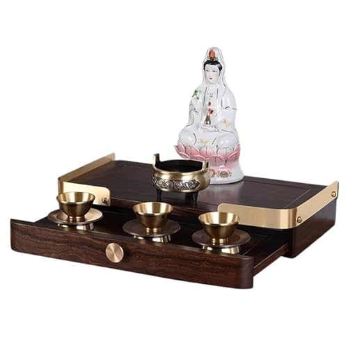 LYXWGRZD Wandmontiertes Buddha-Altarregal aus Holz mit Schublade, Kleiner Altartisch, Chinesische Feng-Shui-Statuenvitrine für Kleine Räume(Nero,42cm/16.5'') von LYXWGRZD