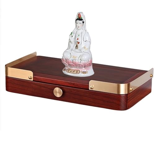 LYXWGRZD Wandmontiertes Buddha-Altarregal aus Holz mit Schublade, Kleiner Altartisch, Chinesische Feng-Shui-Statuenvitrine für Kleine Räume(Rosso,60cm/23.6'') von LYXWGRZD