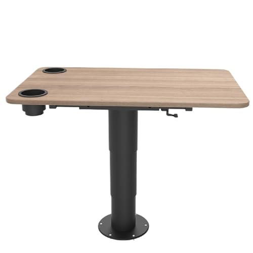 LYXWGRZD Wohnmobil-Dinette-Tisch, HöHenverstellbar, Wohnwagentisch mit Zwei Tassenschlitzen, für Yachten, Wohnwagen(Natural) von LYXWGRZD