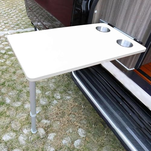 LYXWGRZD Wohnmobil-Wandtisch, an Der Wand Montierter Wohnmobiltisch mit 2 Wasserbecherschlitzen, für Wohnmobil Home Office(Wit) von LYXWGRZD