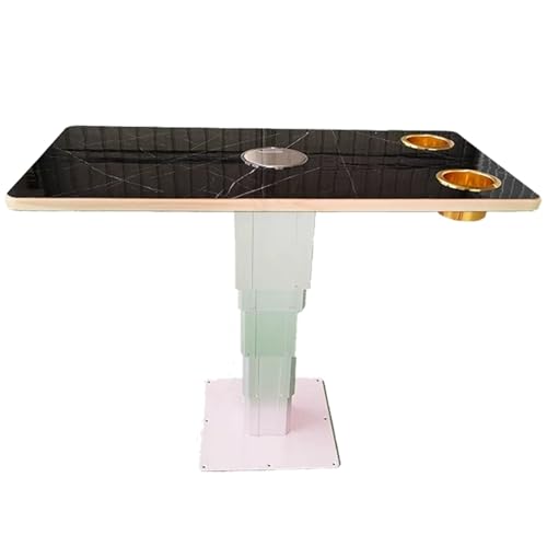 LYXWGRZD Wohnmobiltisch, Anhebbarer Bootstisch, Wohnwagentisch mit Zwei Becherschlitzen, Einziehbarer Ständer aus Aluminiumlegierung von LYXWGRZD