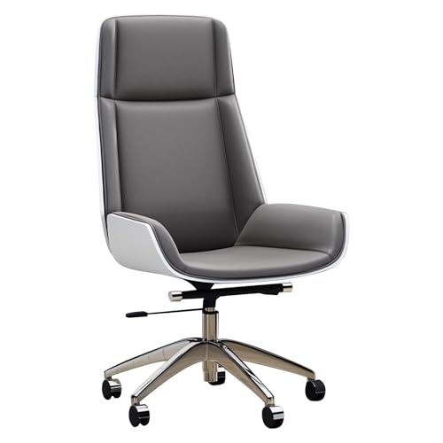 LYXXJRYBHD Bürostuhl Ergonomisch, Schreibtischstuhl Aus Leder Mit Hoher Rückenlehne Und Lordosenstütze, Drehstuhl Chefcomputerstuhl für Das Home Office(Gray) von LYXXJRYBHD