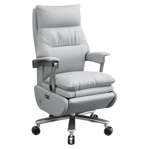 LYXXJRYBHD Elektrischer Bürostuhl mit Fußstütze, Neigbarer Ledersessel, Ergonomischer Schreibtischstuhl mit Vibrationsfunktion(Gray) von LYXXJRYBHD
