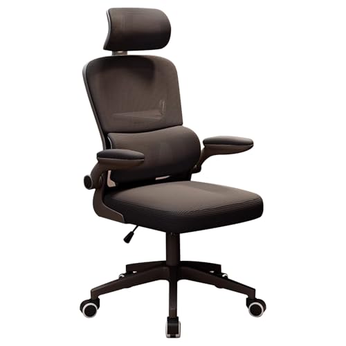 LYXXJRYBHD Ergonomischer Bürostuhl Mit Lordosenstütze, Computerstuhl Mit Armlehnen, Computerstuhl Mit Hoher Rückenlehne Und Netzgewebe für Zuhause Und Büro(Black) von LYXXJRYBHD