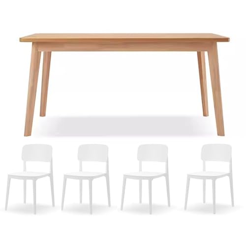 LYXXJRYBHD Essgruppe Mit 4 Stühlen, Esszimmertisch, Chairs for Dining Table, 5-teiliges Esstisch-Set, Bauernhaus-Esstisch, Küche, Esszimmer, Wohnmöbel (Size : Log) von LYXXJRYBHD