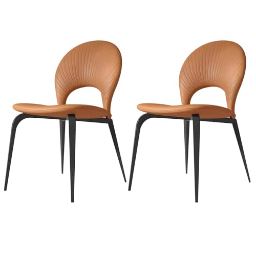 LYXXJRYBHD Esszimmerstuhl 2er-Set, Ergonomischer Stuhl, Polsterstuhl, Barhocker, Moderner Stuhl, für Hotel/Restaurant/Bar/Küche (Color : Orange with Black Legs) von LYXXJRYBHD