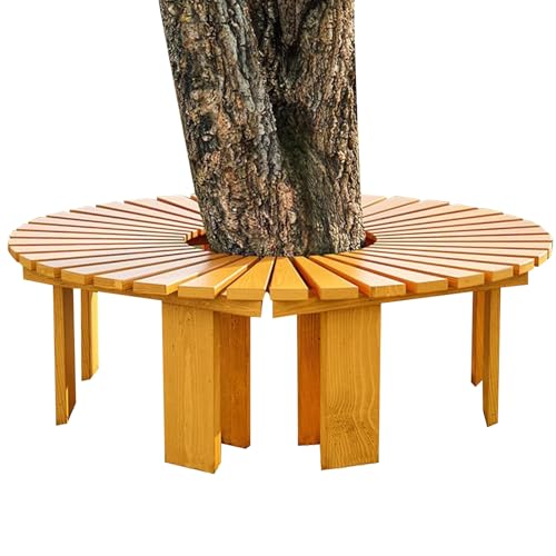 LYXXJRYBHD Gartenbank Holz, Runde Parkbank, Garden Bench, Sitzbank Outdoor Ohne Rückenlehne, Lounge-Sitzbank, für Balkon, Schule(Color:Yellow) von LYXXJRYBHD