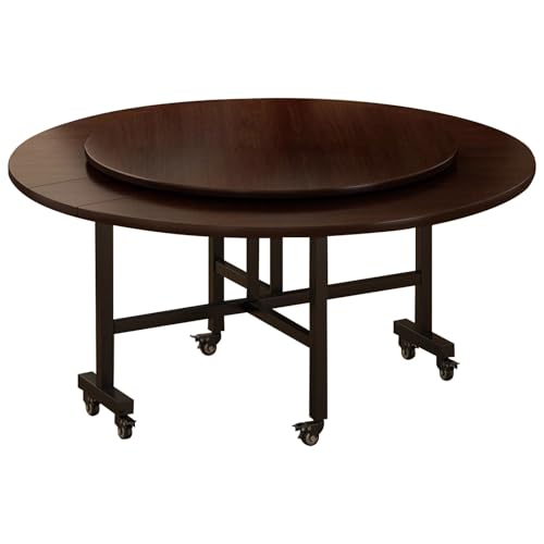 LYXXJRYBHD Klappbarer Esstisch mit Drehbarer Ablage, Platzsparender Küchentisch Auf Rollen, Mobiler Esstisch für Kleine Räume, Vielseitig und Funktional(Brown,51.1x29.5in/130x75cm) von LYXXJRYBHD