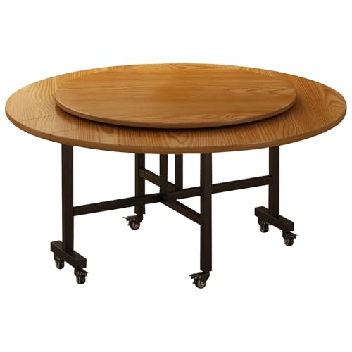 LYXXJRYBHD Klappbarer Esstisch mit Drehbarer Ablage, Platzsparender Küchentisch Auf Rollen, Mobiler Esstisch für Kleine Räume, Vielseitig und Funktional(Natural,39.3x29.5in/100x75cm) von LYXXJRYBHD