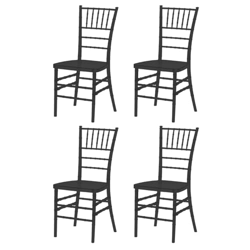 LYXXJRYBHD Küchenstühle 4 Set, Stapelstühle, Kunststoffstühle, Stuhl Transparent, für Esszimmer, Hochzeit, Bankett-Party-Event (Color : Black) von LYXXJRYBHD