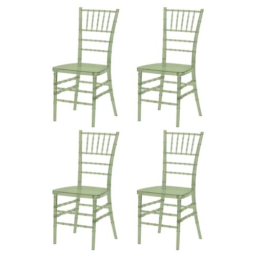LYXXJRYBHD Küchenstühle 4 Set, Stapelstühle, Kunststoffstühle, Stuhl Transparent, für Esszimmer, Hochzeit, Bankett-Party-Event (Color : Green) von LYXXJRYBHD