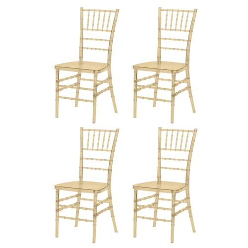 LYXXJRYBHD Küchenstühle 4 Set, Stapelstühle, Kunststoffstühle, Stuhl Transparent, für Esszimmer, Hochzeit, Bankett-Party-Event (Color : Yellow) von LYXXJRYBHD
