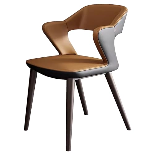 LYXXJRYBHD Moderne Esszimmerstühle, Küchenstuhl, Lederstuhl Mit Durchbrochener Rückenlehne, für Waschtisch/Küche/Freizeit Gepolsterte Beistellstühle (Color : Brown) von LYXXJRYBHD