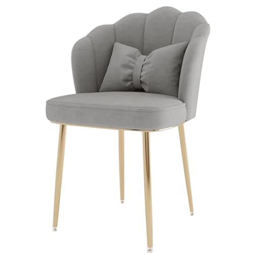 LYXXJRYBHD Schminktischstuhl, Stuhl für Schminktisch, Kaffeestuhl, Stühle für Schminktisch für Wohnzimmer/Schlafzimmer/Büro, Gepolsterter Stuhl Mit Metallfüßen (Color : Gray) von LYXXJRYBHD