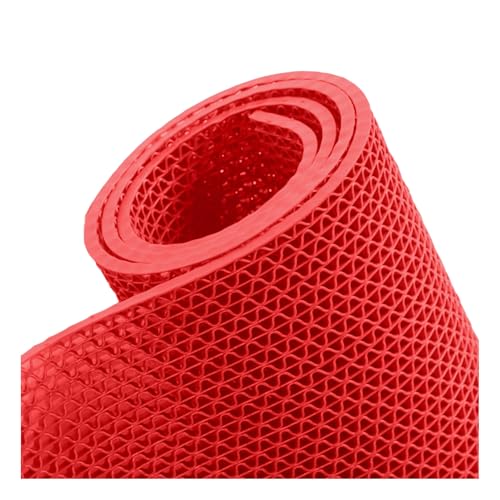 LYXXW S-Förmige, rutschfeste Drainage-Bodenmatte, 0,22 Zoll Dicke Handelsübliche Maschenhohlmatten, Vielseitige Strapazierfähige Teppiche für Pool Badewanne Dusche,Rot,0.9x1m/3x3.3FT von LYXXW
