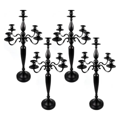 LYXYGMV 4 Stück schwarzer Kerzenhalter, 5-Armiger Kerzenhalter, 28 Zoll hoch, Metall-Kerzenhalter Für Hochzeitsdekoration Zuhause(Black) von LYXYGMV