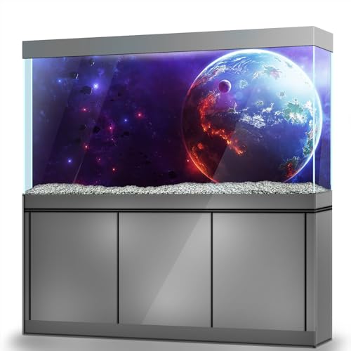 LYYAB Aquarium Hintergrund Aufkleber Erde Nebel Stern Planet Selbstklebend Aquarium Reptilien Terrarium Dekor Poster (75 x 50 cm/(74.9 x 49.8 cm)) von LYYAB