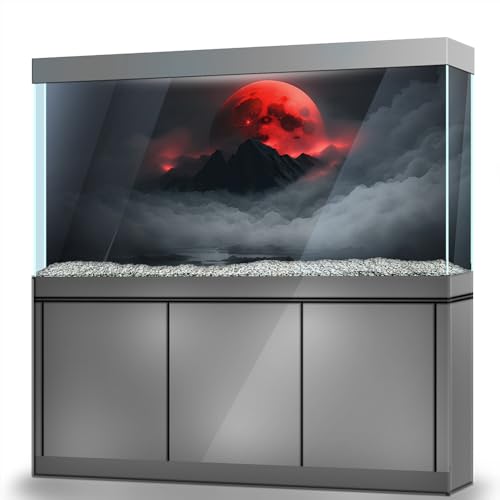 LYYAB Aquarium Hintergrund Aufkleber - Red Moon Cloud Mist - Fish Tank Reptile Terrarium Decor Poster (75 x 50 cm) von LYYAB