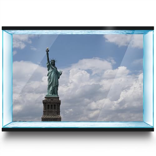 LYYAB Aquarium Hintergrund Aufkleber - US Statue Liberty Sky - Fish Tank Reptile Terrarium Decor Poster (45 x 30 cm) von LYYAB
