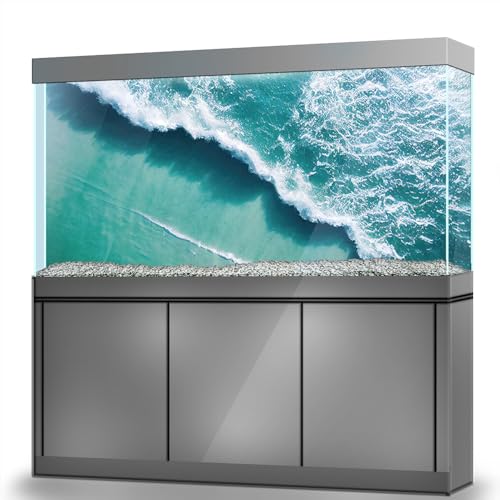 LYYAB Aquarium Hintergrund Aufkleber - Wave Ocean - Selbstklebendes Aquarium Reptilien Terrarium Dekor Poster (75 x 50 cm/(74.9 x 49.8 cm)) von LYYAB