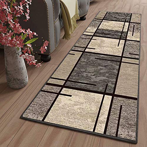 Läufer Flur Meterware Waschbare rutschfest Polyester schmutzresistent korridor Teppich läufer für Schlafzimmer Wohnzimmer Diele Veranstaltungen, 100x180cm Color12 von LYYK