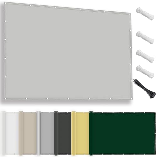 Sonnensegel wasserdicht, rechteckig 2.5x5M, Sonnenschutz Terrasse, UV-Schutz, wetterfest, ohne Bohren. Hergestellt aus 100% Polyester, Schattierungsnetz mit Ösen und Seil für Pergola, Hellgrau von LYYK
