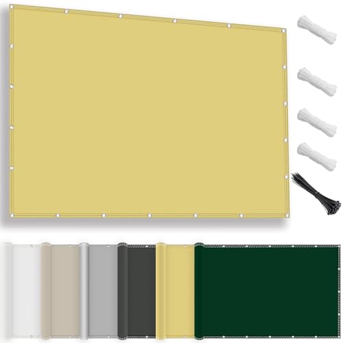 Sonnensegel wasserdicht rechteckig 4x5M, Sonnenschutz Terrasse UV-Schutz, wetterfest, ohne Bohren, 100% Polyester Schattierungsnetz mit Ösen und Seil für Pergola, Sandfarbe von LYYK