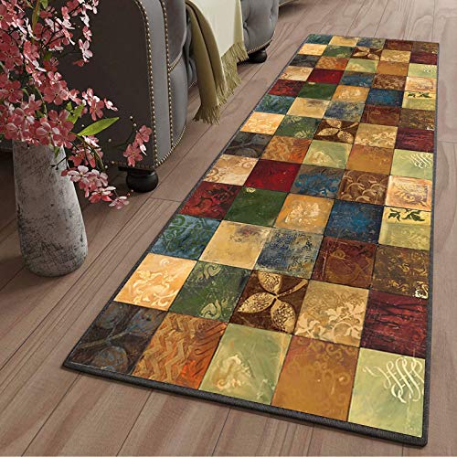 Teppich läufer Flur Braun Beige Bleu Lange rutschfest Waschbare schmutzresistent pflegeleicht korridor Teppich geometrisch für Flur Wohnzimmer Küche Esszimmer gekettelt, 60x220cm Color14 Teppich läufer Flur Braun Beige Bleu Lange rutschfest Waschbare schmutzresistent pflegeleicht korridor Teppich geometrisch für Flur Wohnzimmer Küche Esszimmer gekettelt, 60x220cm Color14 von LYYK